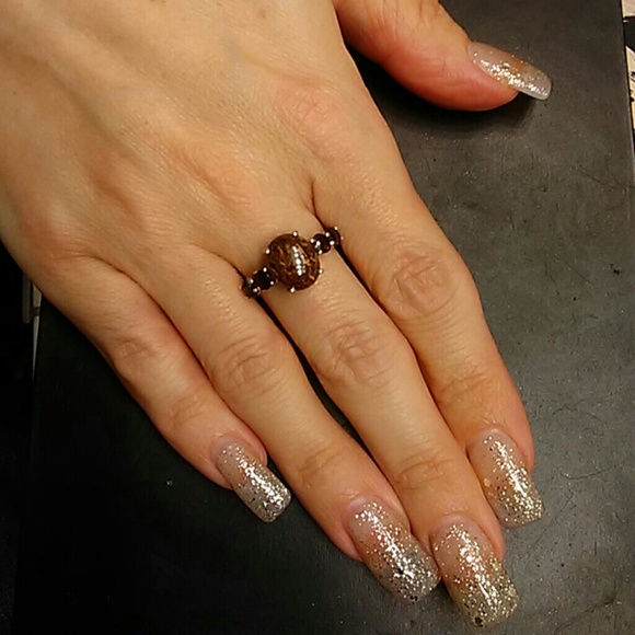 estate 925 Jewelry - 4.75ctw Genuine Goldflake Felspar Platinum/925